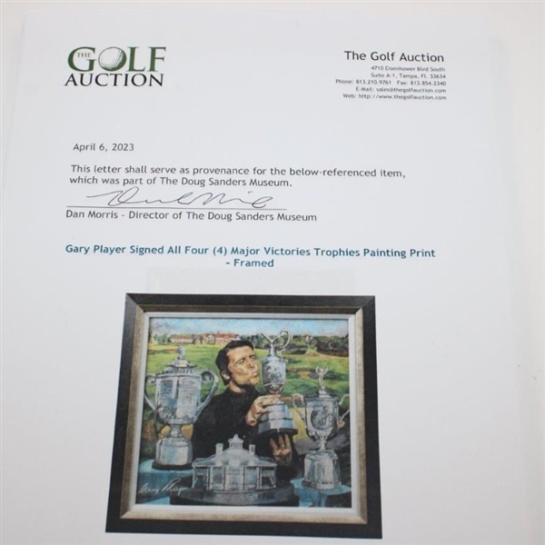 Gary Player With All Four (4) Major Victories Trophies Painting Print - Framed
