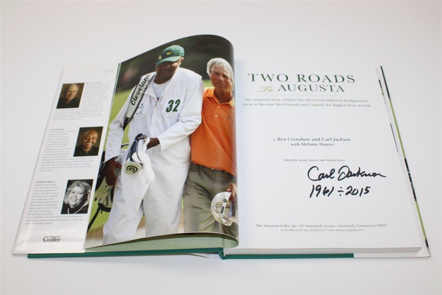 Augusta National Caddy Carl Jackson Signed Two Roads To Augusta Book JSA ALOA