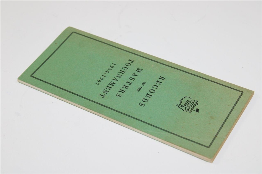 1968 Augusta National GC 'Records of the Masters Tournament 1934-1967 Booklet