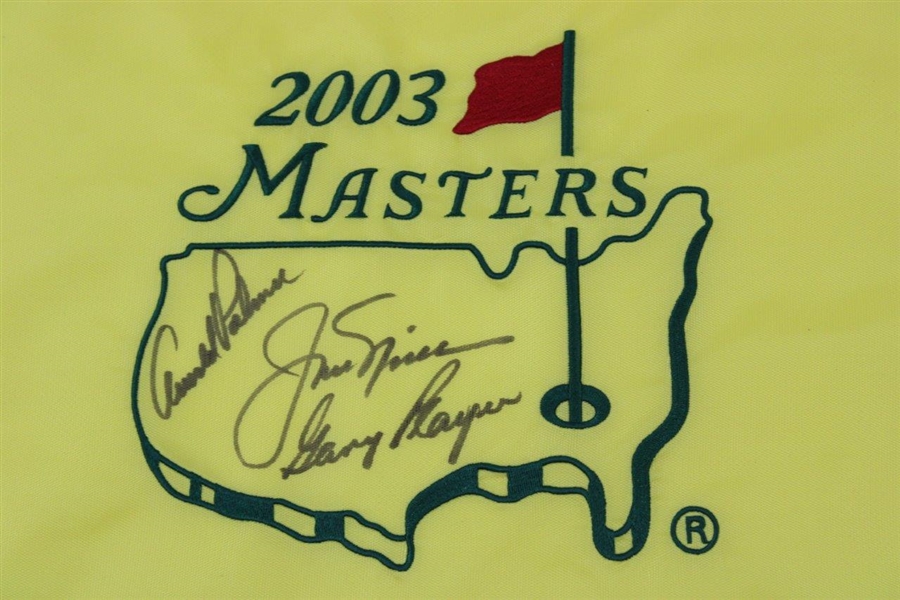 Palmer, Nicklaus & Player 'Big 3' Signed 2003 Masters Embroidered Flag JSA ALOA