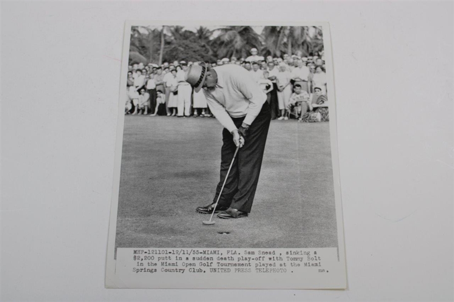 Two (2) Wire Photos From Sam Sneads 1938 And 1955 Miami Open Wins