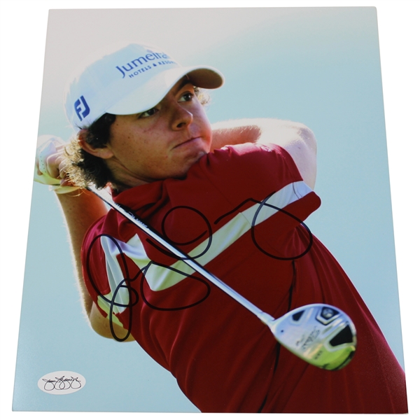 Rory McIlroy Signed Post Swing Pose in Red Shirt 8x10 Photo JSA