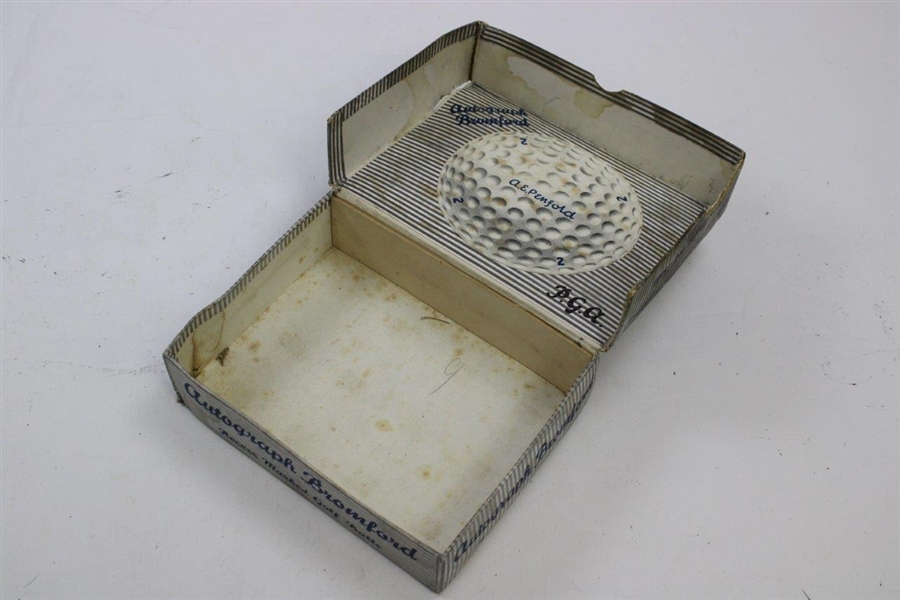 Vintage A.E. Penfold P.G.A. Autograph Bromford Dozen golf Ball Box with 2 Balls