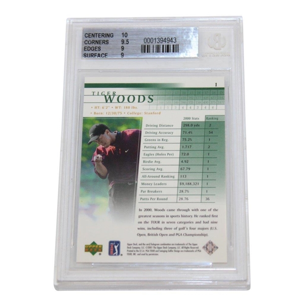 2001 Tiger Woods Upper Deck Rookie Card Beckett #0001394943 Mint 9