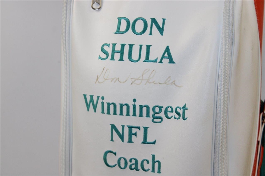 Don Shula 'Winningest NFL Coach' Commemorative Full Size Dolphins Colors Golf Bag JSA ALOA
