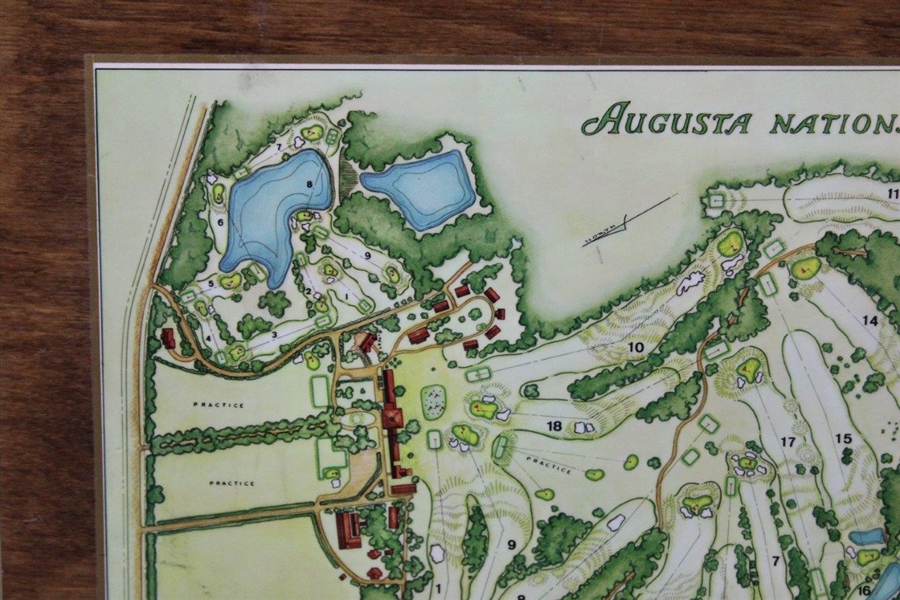 1968 Augusta National Golf Club Masters Player Gift - Aeiral Map Laminated on Wood