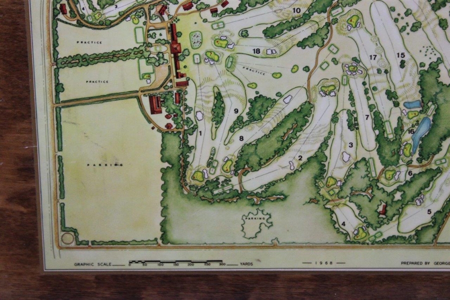 1968 Augusta National Golf Club Masters Player Gift - Aeiral Map Laminated on Wood