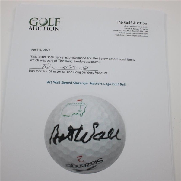 Art Wall Signed Slazenger Masters Logo Golf Ball JSA ALOA