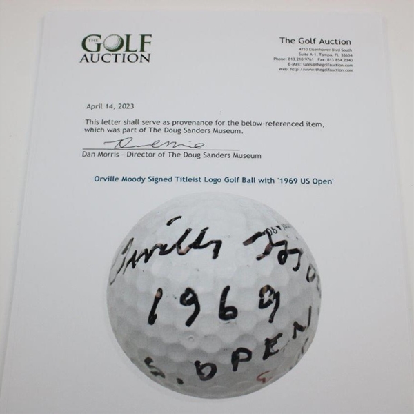 Orville Moody Signed Titleist Logo Golf Ball with '1969 US Open' JSA ALOA