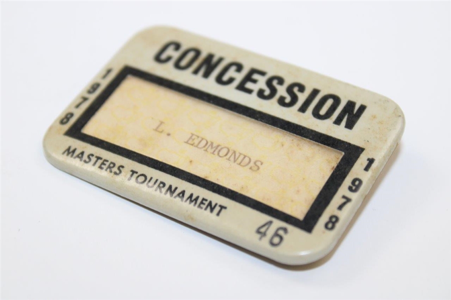 1978 Masters Tournament Concession Badge #46 - L. Edmonds
