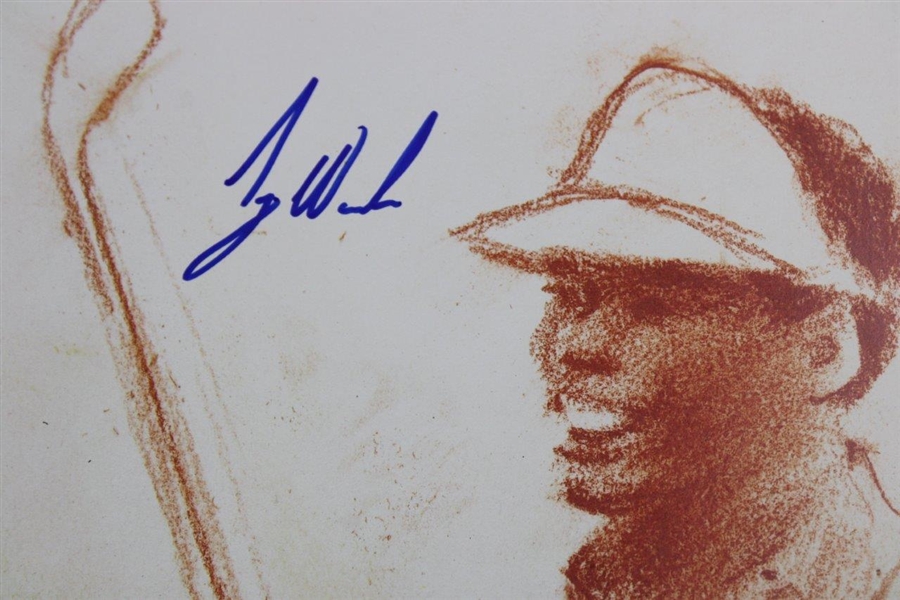 Tiger Woods Signed 1991 LeRoy Neiman Tiger Drawing w/ Early Signature PSA FULL #AJ06032