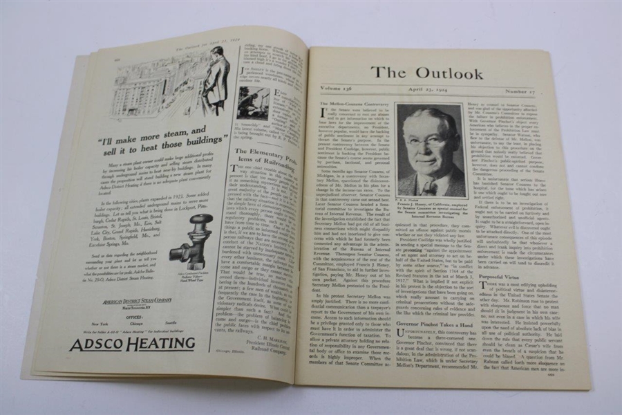 1924 'The Outlook Magazine' with Walter Hagen on Cover