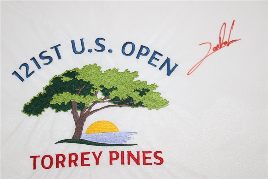 Jon Rahm Signed 2021 US Open At Torrey Pines Embroidered Flag JSA ALOA