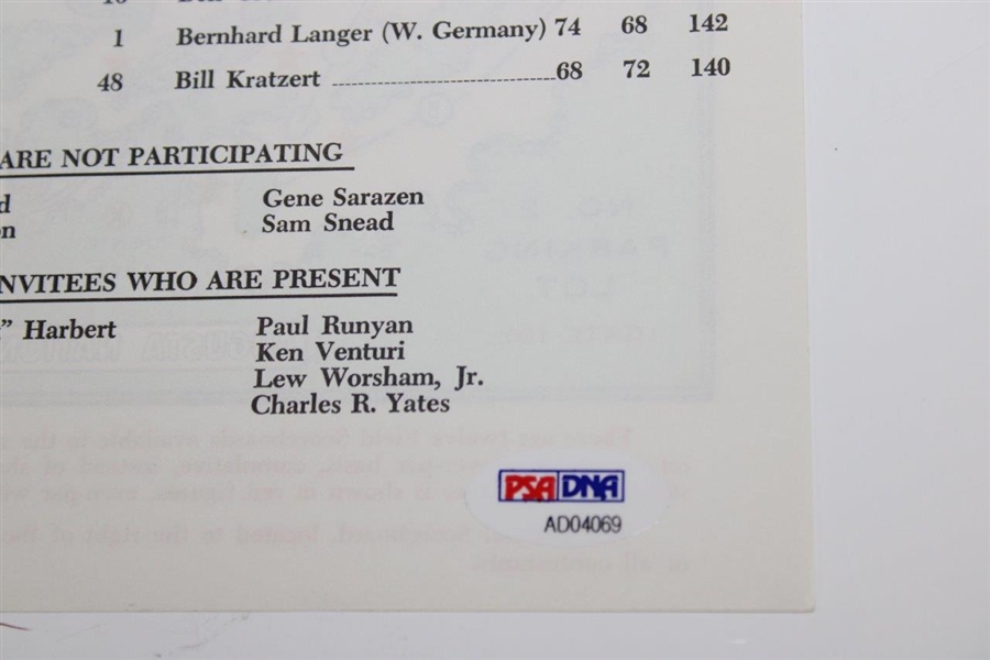 Jack Nicklaus Signed 1986 Masters Saturday Pairing Sheet PSA FULL #AD04069