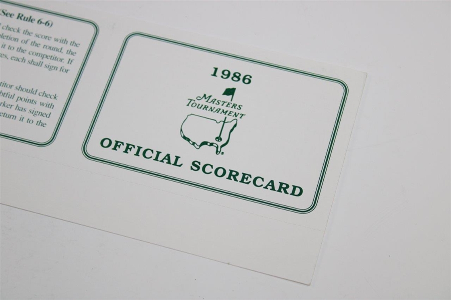 1986 Masters Tournament Official Scorecard