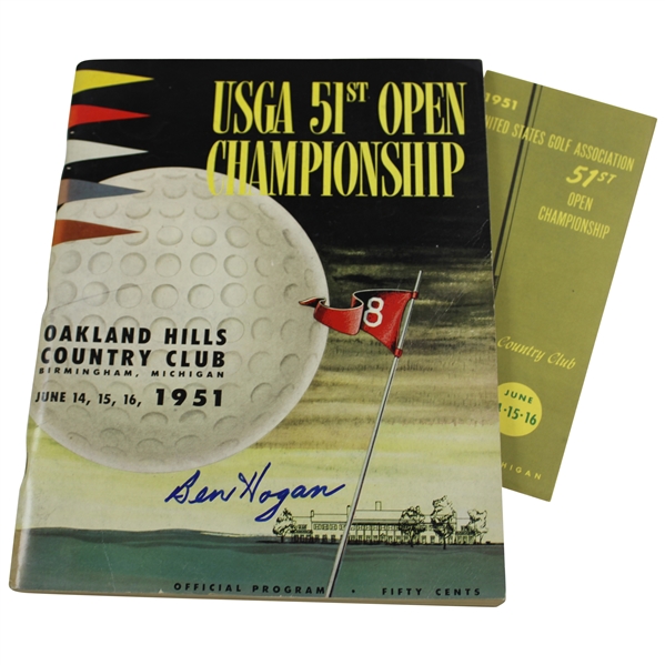 Ben Hogan Signed 1951 US Open at Oakland Hills CC Program w/Pairing Sheet JSA ALOA