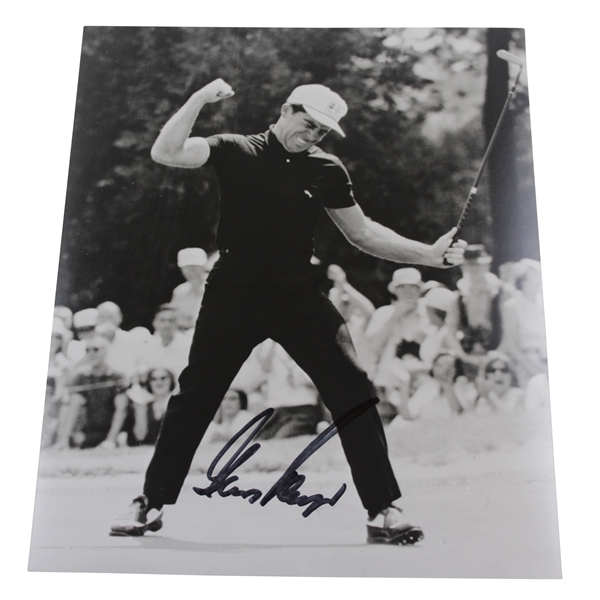Gary Player Signed 1965 US Open Grand Slam Celebration Black & White 8x10 Photo JSA ALOA