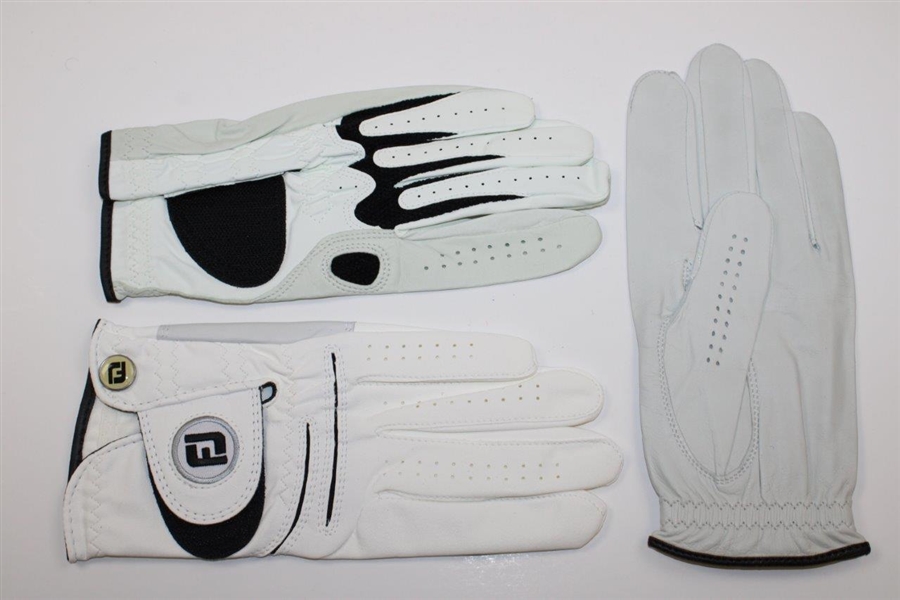 Big 3' Palmer, Nicklaus & Player Signed LH White Golf Gloves JSA ALOA