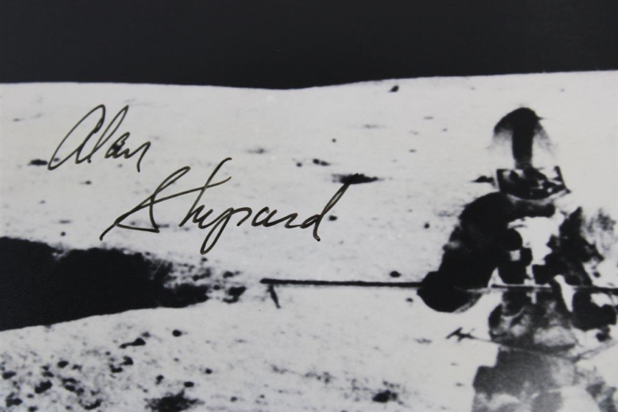 Astronaut Alan Shepard Signed B&W Moon Surface Photo with Golf Club JSA #YY19727