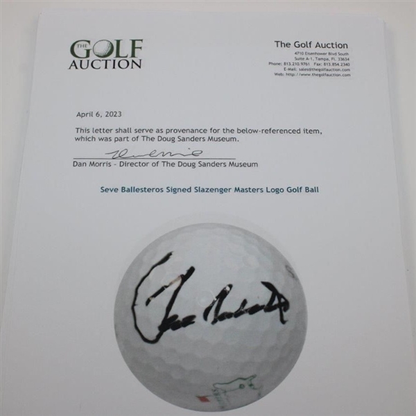 Seve Ballesteros Signed Slazenger Masters Logo Golf Ball JSA #YY19562