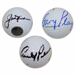 Big 3 Palmer, Nicklaus & Player Signed Masters & Berckmans Logo Golf Balls JSA ALOA
