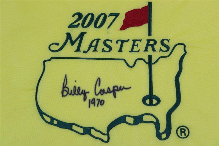 Billy Casper Signed 2007 Masters Embroidered Flag with '1970' JSA ALOA