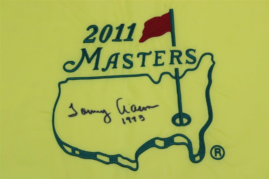 Tommy Aaron Signed 2011 Masters Embroidered Flag with '1973' JSA ALOA