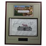 Tiger Woods & Sergio Garcia Signed 2000 Battle At Bighorn Framed Flag Display PSA #AJ61919