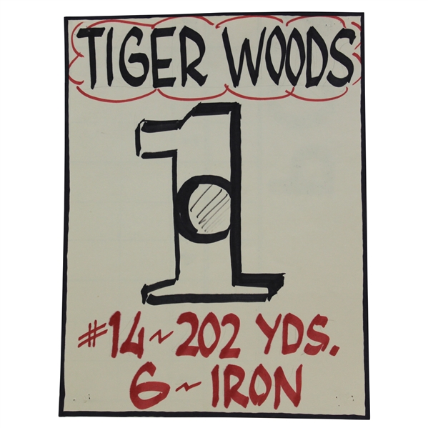 1996 Tiger Woods Pro-Debut at GMO Hole-In-One on  #14 Calligraphy Plaque