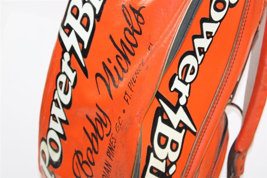 Bobby Nichols Personal Used Orange Power Bilt Golf Bag With Club Cover