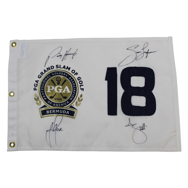 Rose, Harrington, Dufner & Scott Signed PGA Grand Slam of Golf at Bermuda Flag JSA ALOA