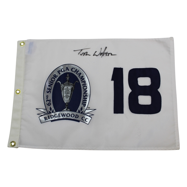 Champion Tom Watson Signed 2001 Senior PGA Championship at Ridgewood CC Flag JSA ALOA