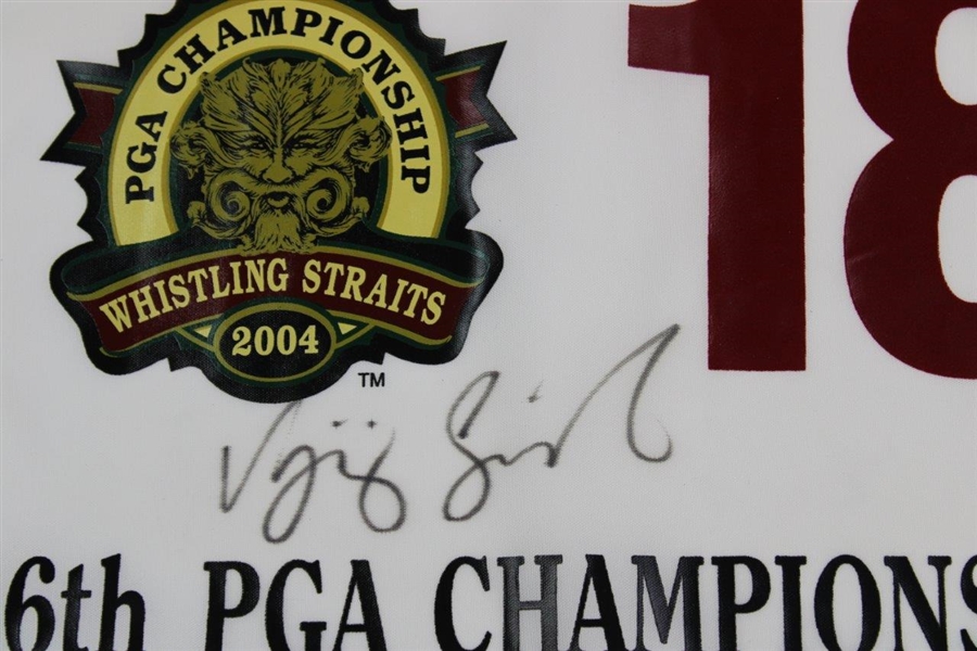 Champion Vijay Singh Signed 2004 PGA Championship at Whistling Straits Flag JSA ALOA