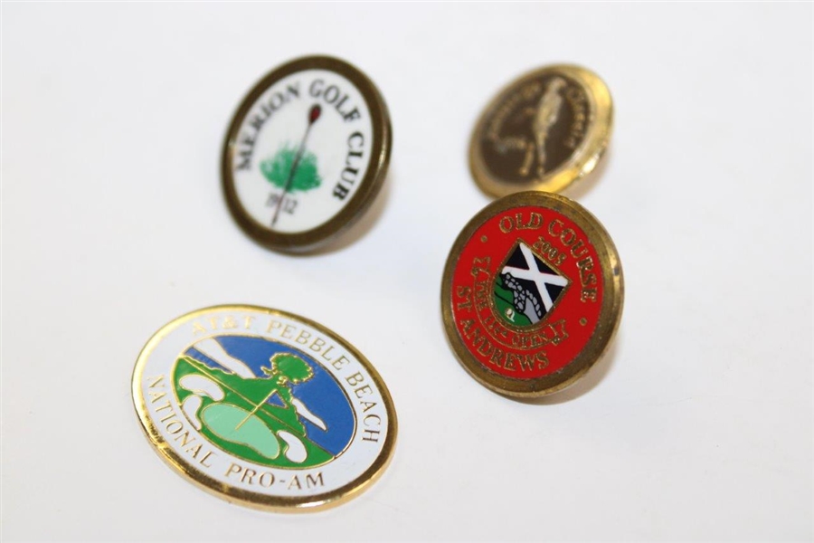 4 Ball Markers St. Andrews, Pebble Beach, Merion & Hilton Head Harbour Town