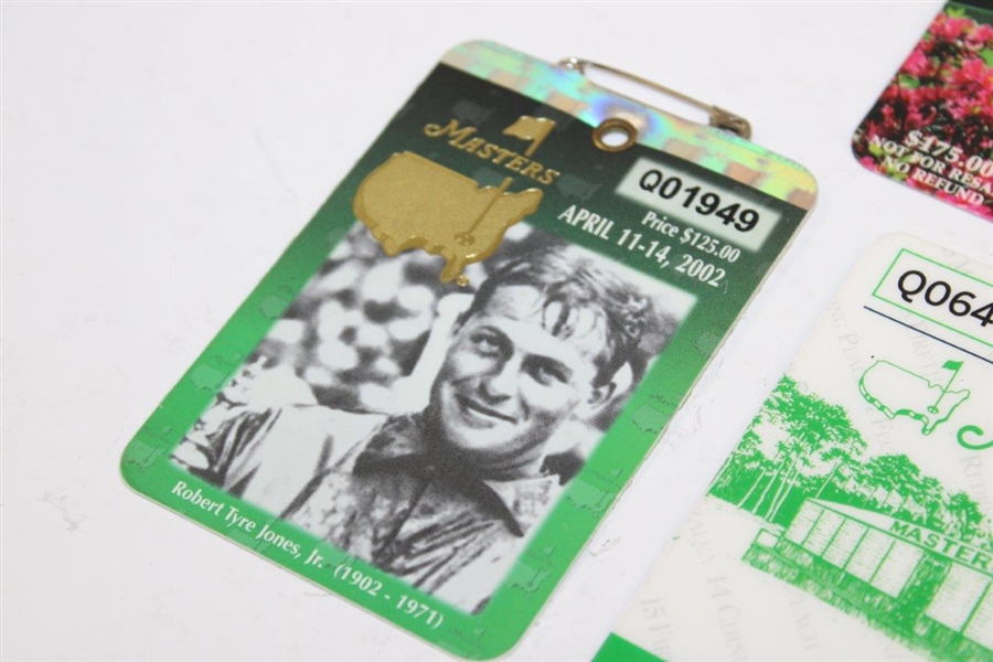 Masters SERIES Badges from Tiger Woods Wins - 1997, 2001, 2002, 2005 & 2019