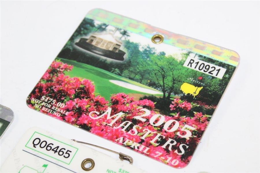Masters SERIES Badges from Tiger Woods Wins - 1997, 2001, 2002, 2005 & 2019