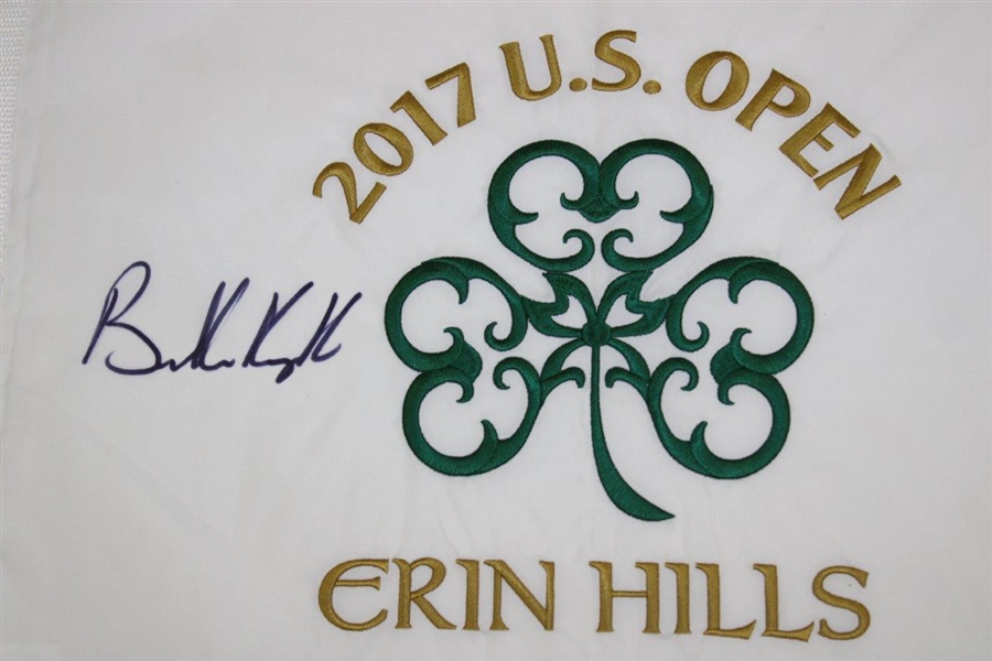 Brooks Koepka Signed 2017 US Open at Erin Hills Embroidered Flag JSA ALOA