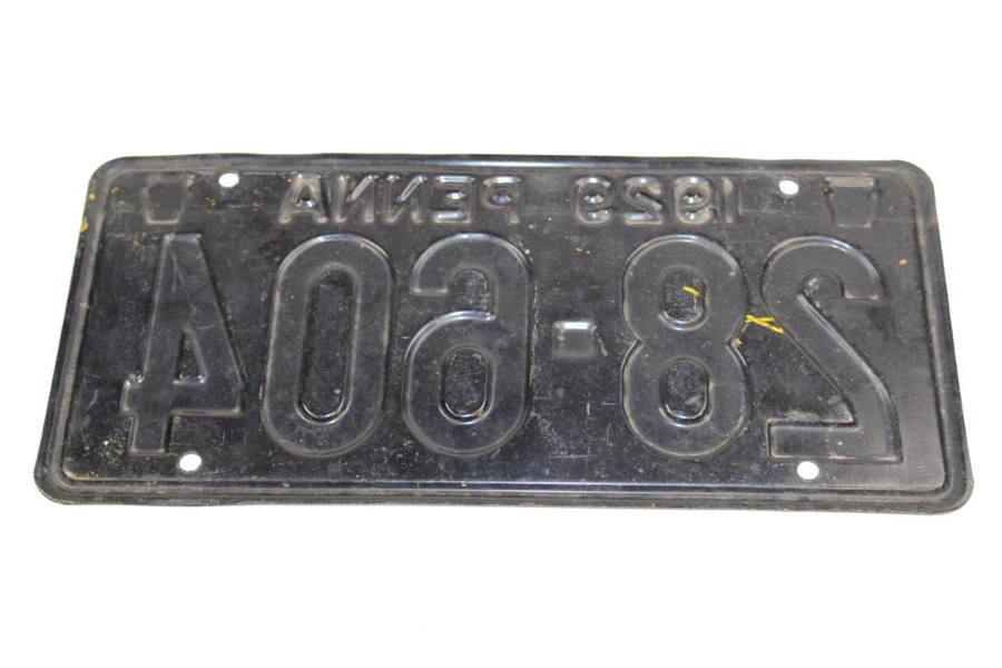 Arnold Palmer Signed 1929 Pennsylvania License Plate With 'Sept 10 1929 ' Birth Inscription JSA ALOA
