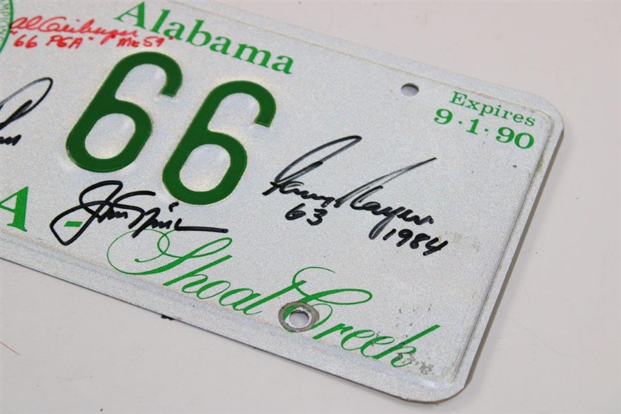 Nicklaus Palmer Player & Geiberger Signed 1990 Pga Championship Alabama License Plate JSA ALOA
