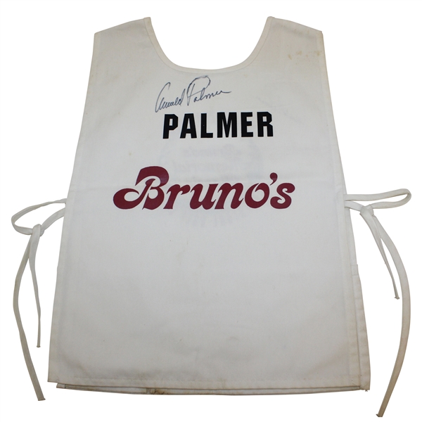 Arnold Palmer Twice Signed Brunos Memorial Classic Senior Pga Tour Caddy Bib JSA ALOA
