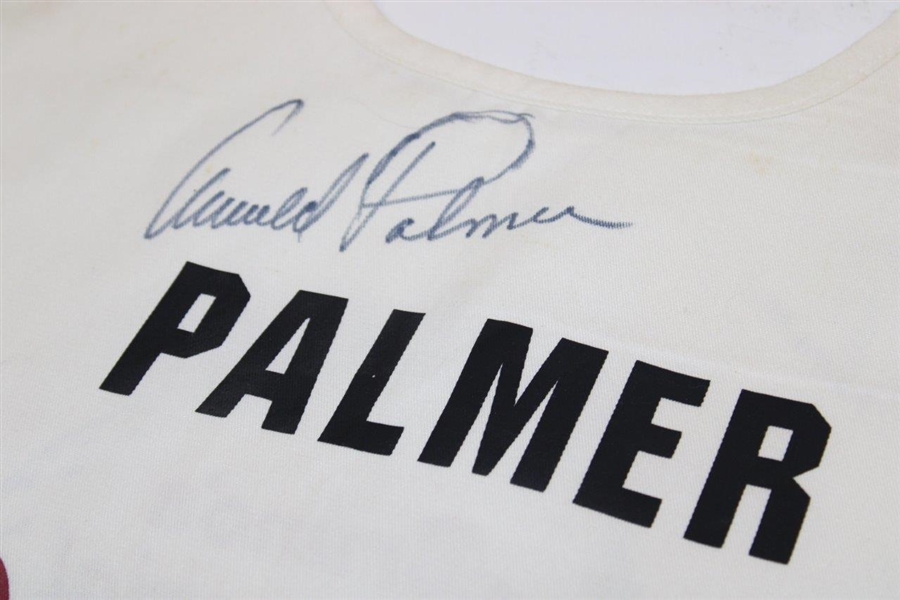 Arnold Palmer Twice Signed Brunos Memorial Classic Senior Pga Tour Caddy Bib JSA ALOA