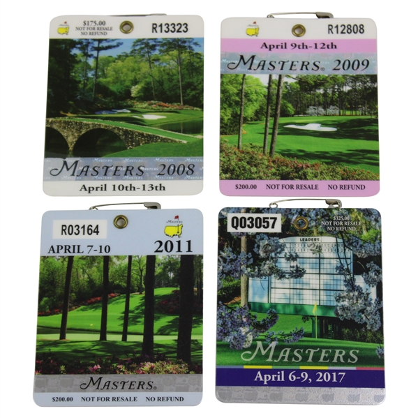 2008, 2009, 2011 & 2017 Masters Tournament SERIES Badges