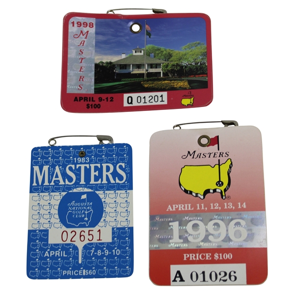 1983, 1996 & 1998 Masters Tournament SERIES Badges