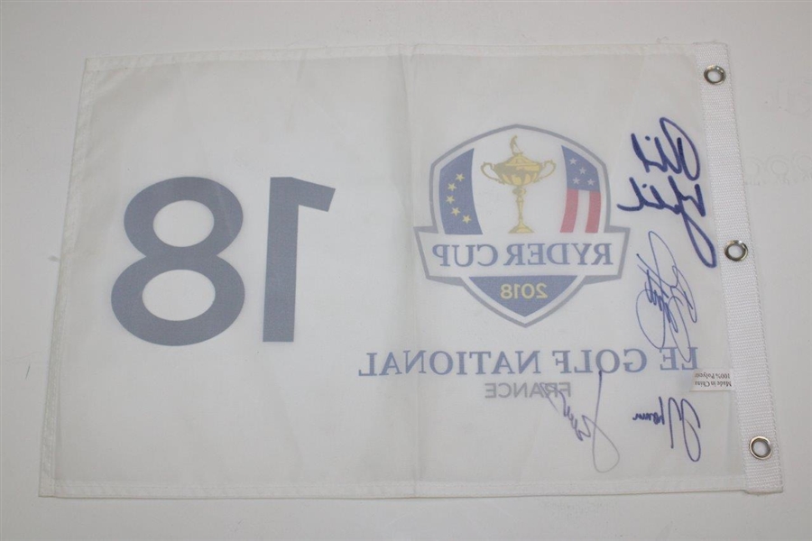 Mickelson, Rickie, Thomas,And Jordan Signed 2018 Ryder Cup Flag