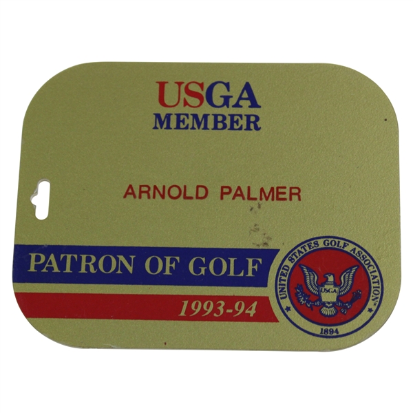 Arnold Palmer's 1993-94 USGA Member Patron of Golf Bag Tag