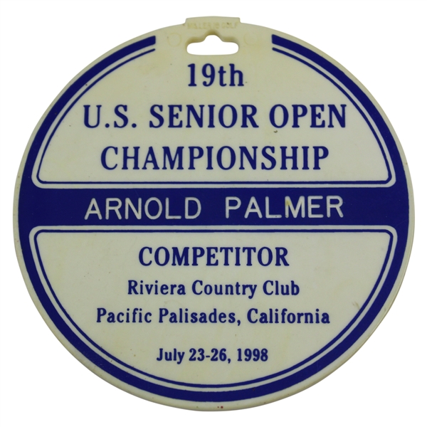 Arnold Palmer's 1998 US Senior Open at Riviera CC Bag Tag