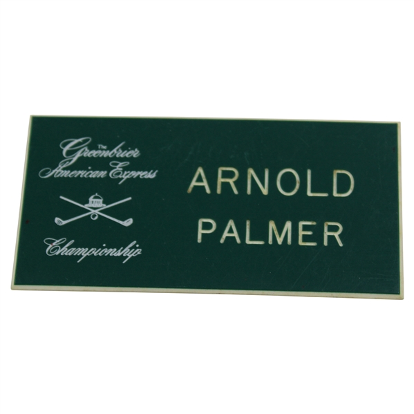 Arnold Palmer's Personal Undated Greenbrier American Express Championship Name Tag