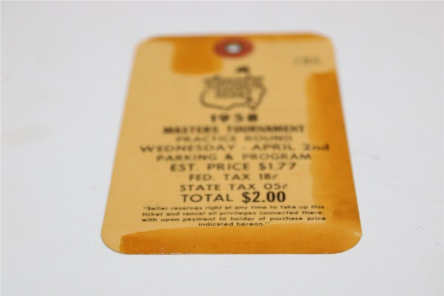 1958 Masters Tournament Wednesday Ticket #286 - Arnold Palmer 1st Win