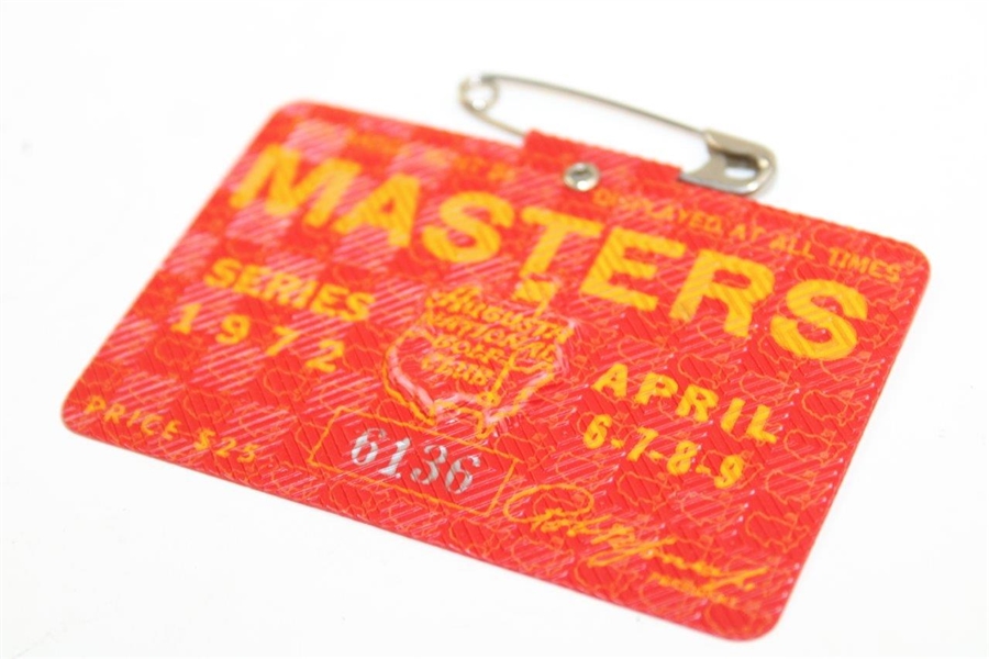 1972 Masters Tournament Series Badge #6136 - Jack Nicklaus Win