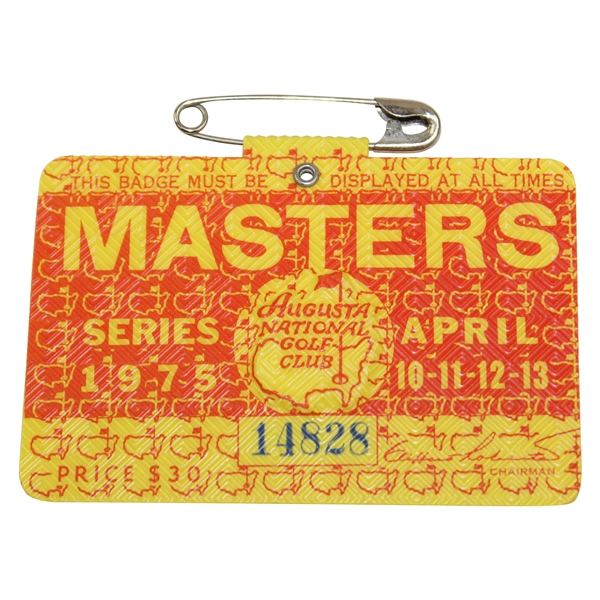 1975 Masters Tournament Series Badge #14828 - Jack Nicklaus Win